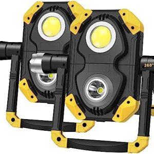 Samyoung 2 Pack 6000 Lumen Magnetic Rechargeable Work Light 10 Hour Waterproof
