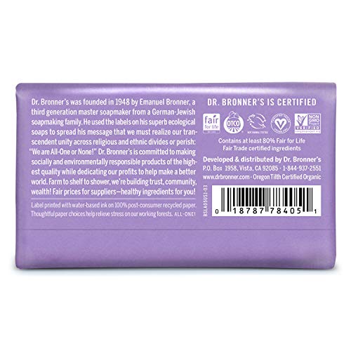 Dr. Bronner?s Lavender Bar Soap, Organic, 6-Pack, 5 oz - Image 2