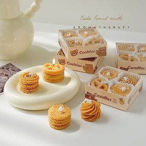 4-Pack Cookie-Shaped Scented Soy Wax Candles for Relaxation and Decor
