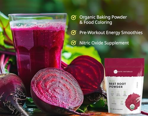 Kate Naturals Organic Beet Root Powder 8oz Smoothie Energy Boost Supplement - Image 2