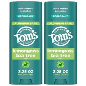 Tom’s of Maine Lemongrass Tea Tree Aluminum-Free Deodorant, 3.25 oz (2 Pack)