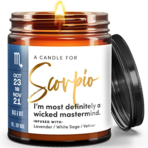 WAX & WIT Scorpio Zodiac Candle Gifts for Women - Birthday Gifts