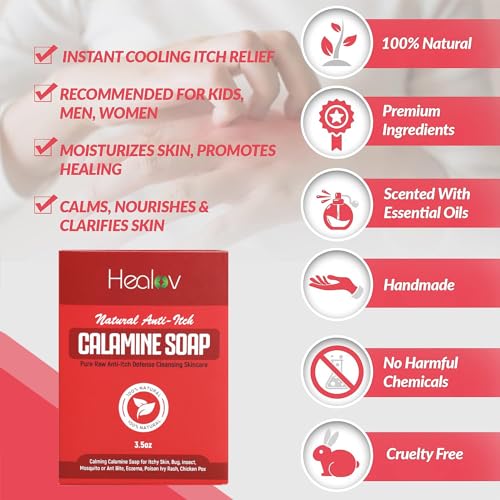 Natural Calamine Soap Bar 4 oz for Soothing Skin Itch Relief and Irritations - Image 3
