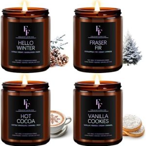 4 Natural Soy Winter Candle Set - Cozy Holiday Scents for Home Gifts