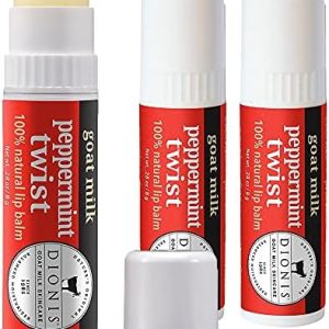 Dionis Peppermint Goat Milk Lip Balm 3-Pack, USA Made