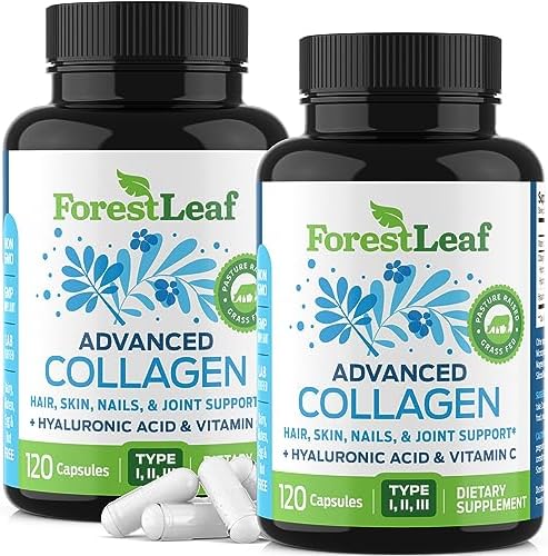 ForestLeaf Multi Collagen Pills with Hyaluronic Acid & Vitamin C, 240 Capsules