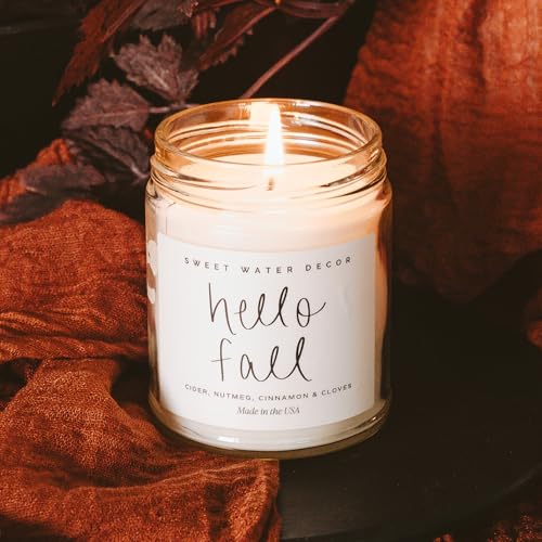 Sweet Water Decor Hello Fall Candle - Cinnamon Apples & Clove, 9oz Soy Wax - Image 4