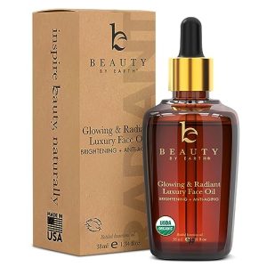 Beauty by Earth Organic Face Oil with Moringa, Jojoba, Argan for Radiant Skin