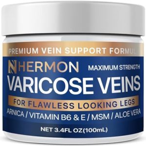 Hermon Natural Varicose Veins Cream for Smooth Skin, 3.4 Fl Oz Size