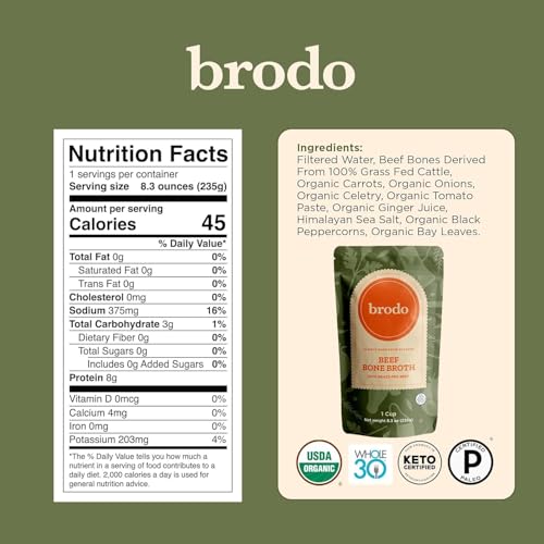 Brodo Organic Chicken Bone Broth, 6x8oz Pouches, No Preservatives, Classic Pack - Image 4