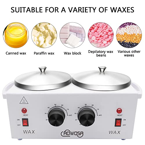 Dual Electric Wax Heater for Hair Removal & Paraffin SPA with 100 Applicator Sticks - Image 2