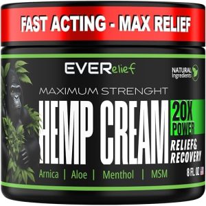 Maximum Strength Hemp Cream 8 OZ for Joint, Muscle & Pain Relief - USA Made