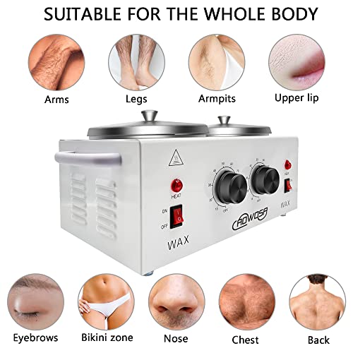 Dual Electric Wax Heater for Hair Removal & Paraffin SPA with 100 Applicator Sticks - Image 5
