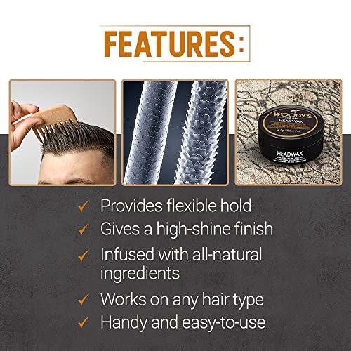 Woody's Headwax Men's Flexible Hold High Shine Pomade 2 oz Travel Size 2-Pack - Image 4