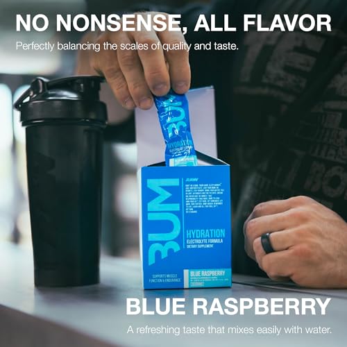 BUM Hydrate Electrolyte Powder Packets, Blue Raspberry, 20 Servings, Keto Free - Image 3