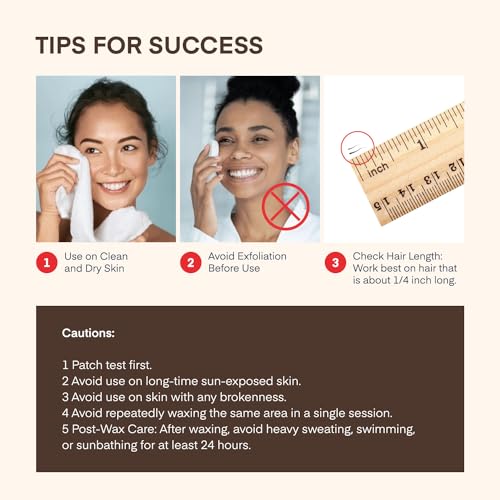 Facial Wax Strips Kit for Women - 40 Natural Vegan Strips & 6 Wipes - Image 6