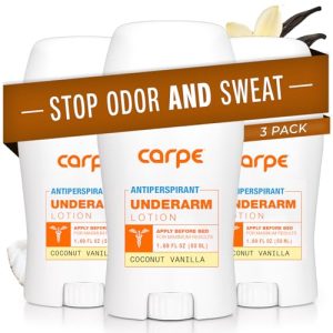 Carpe Clinical Strength Antiperspirant, Coconut Vanilla, Hyperhidrosis Relief (Pack of 3)