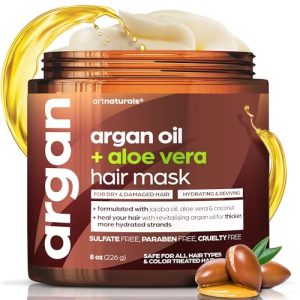 Artnaturals 8 Oz Argan Oil Hair Mask Deep Conditioner with Jojoba Aloe Vera Keratin
