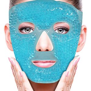 Blue Cold Face Eye Mask - Gel Beads Compress for Puffiness, Dark Circles, Headaches