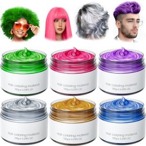 Temporary Washable Hair Dye Wax Kit for Kids and Adults - 6 Vibrant Colors for Parties and Cosplay