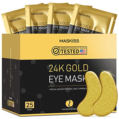 24K Gold Under Eye Patches 50 Count for Dark Circles and Puffiness