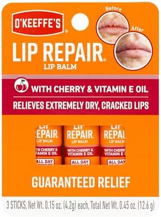 O'Keeffe's Cherry & Vitamin E Lip Repair Balm, Stick (Pack of 3)