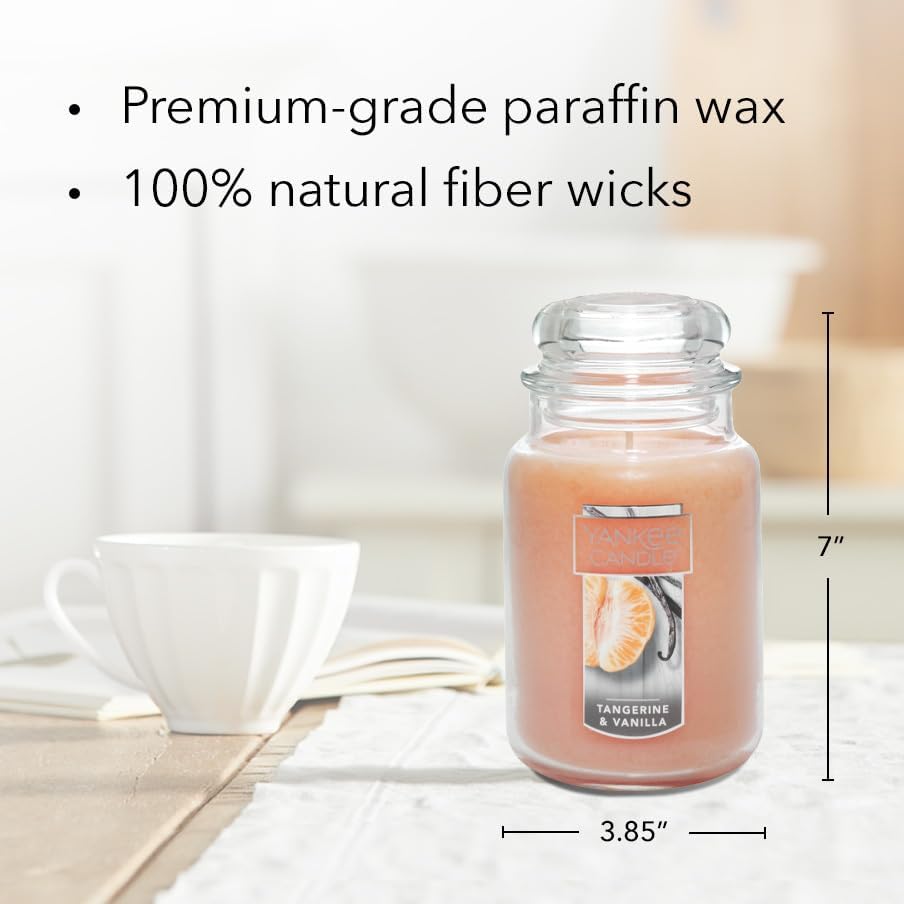 Yankee Candle Tangerine Vanilla 22oz Classic Jar Candle 110+ Hour Burn Time - Image 4