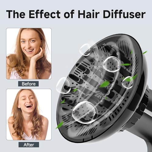 Black Universal Hair Diffuser Attachment 1.4-2.6 inch Dryer Compatible for Curly Hair - Image 2