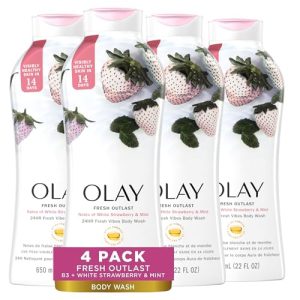 Olay Fresh Outlast White Strawberry Mint Body Wash 22 fl oz 4 Pack