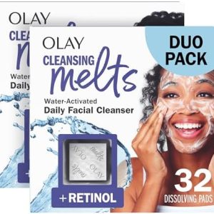 Olay Retinol Cleansing Melts, 64 ct. (2 x 32 ct.), Water-Activated Face Wash