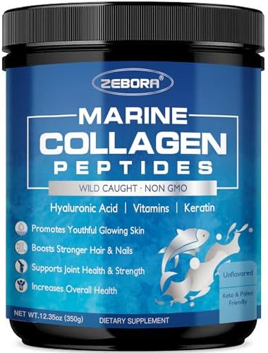 ZEBORA Marine Collagen Peptides with Hyaluronic Acid & Keratin - 35 Servings