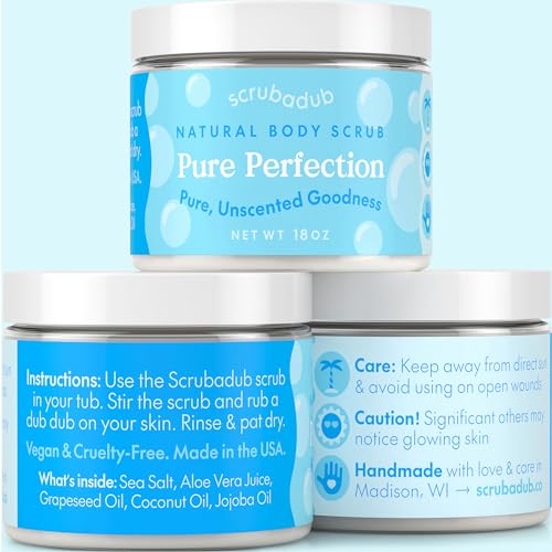 18oz Unscented Vegan Sea Salt Body Scrub Cruelty-Free Exfoliator - Image 4