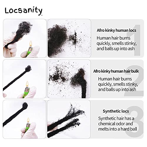 Locsanity Afro Kinky 100% Human Hair Bulk - 8" Dreadlock & Braiding Hair #1B - Image 7