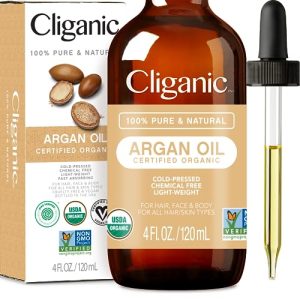 Cliganic 100% Pure USDA Organic Argan Oil for Hair, Face & Skin