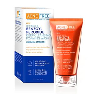 AcneFree 10% Benzoyl Peroxide Foaming Wash for Severe Acne, 5 oz