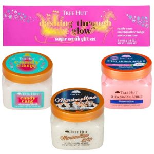 Tree Hut Dashing Through the Glow Body Scrub Set: Candy Cane, Marshmallow Lodge, Moroccan Rose