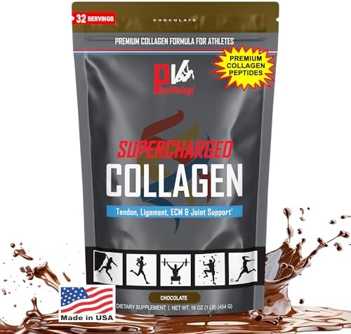 PhysiVantage Hydrolyzed Chocolate Collagen Peptides Powder Keto Friendly 16oz with Vitamin C BCAAs