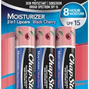 ChapStick Black Cherry Lip Balm SPF 15, 0.15 Oz Pack of 3