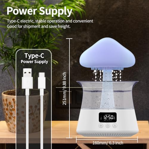 White Rain Cloud Humidifier Diffuser with Gentle Alarm Clock, 300ml - Image 4