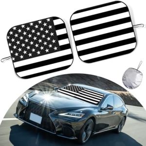 2 PCS American Flag Car Windshield Sunshade, 27.9" x 30.7", Heat Protector