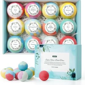 12-Piece Handmade Bath Bomb Set with Shea Butter for Women