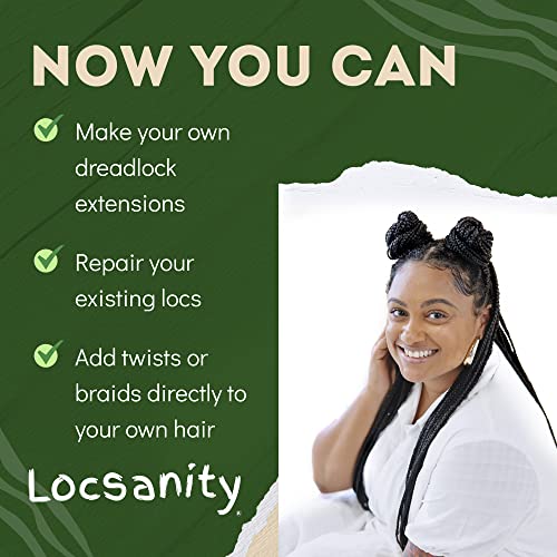 Locsanity Afro Kinky 100% Human Hair Bulk - 8" Dreadlock & Braiding Hair #1B - Image 3