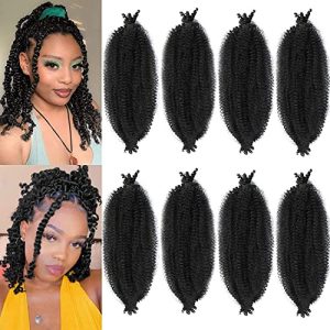 8 Packs 16" Springy Afro Twist Hair Extensions, Kinky Marley Synthetic, 1B