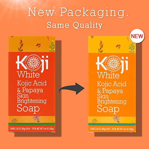 Koji White Kojic Acid & Papaya Brightening Exfoliating Soap, Vegan, 2 Bars - Image 2