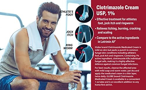 Globe Clotrimazole 1% Cream (5 Pack, 1 oz) for Athlete's Foot, Jock Itch, Ringworm - Image 4