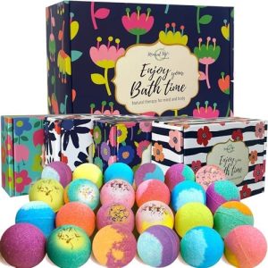 24 Organic Bath Bombs Gift Set for Women & Kids