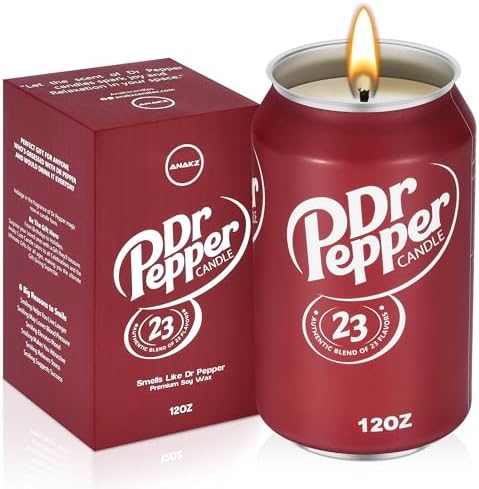 Dr Pepper Scented Candle - Authentic Soda Fragrance, 8oz Jar, Aesthetic Gift