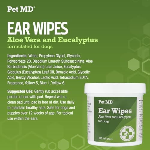 Pet MD Dog Ear Wipes with Aloe & Eucalyptus ? 100 Count - Image 5