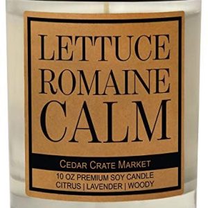 CEDAR CRATE MARKET Lettuce Romaine Calm Scented Soy Candle, 10 Oz, USA Made