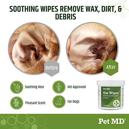 Pet MD Dog Ear Wipes with Aloe & Eucalyptus ? 100 Count - Image 2